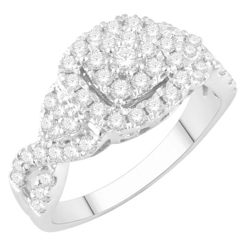 Ultimate Value® Composite Double Halo with Twisted Split Shank Diamond Ring - 1 Ct. T.w. in 10K White Gold