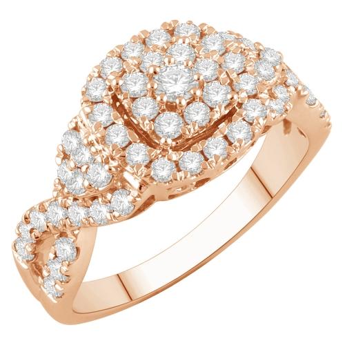Ultimate Value® Composite Double Halo with Twisted Split Shank Diamond Ring - 1 Ct. T.w. in 10K Rose Gold
