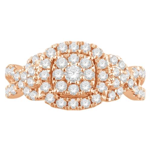 Ultimate Value® Composite Double Halo with Twisted Split Shank Diamond Ring - 1 Ct. T.w. in 10K Rose Gold