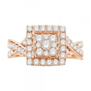 Ultimate Value® Composite Square Double Halo with Twisted Split Shank Diamond Ring - 1 Ct. T.w. in 10K Rose Gold