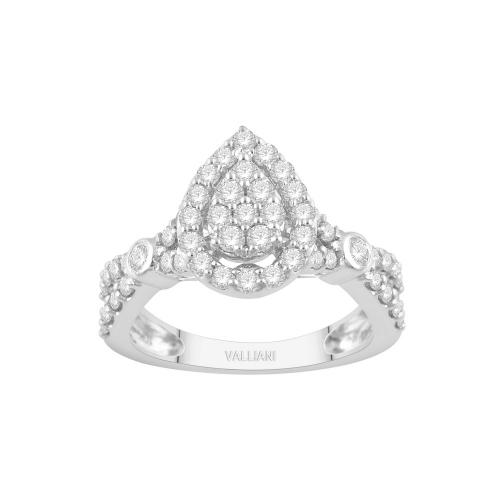 Ultimate Value® Pear Composite Cluster Halo Split Shank Diamond Ring - 1 Ct. T.w. in 10K White Gold