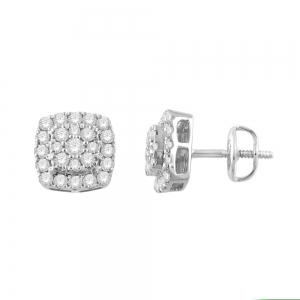 Ultimate Value® Natural Diamonds Cushion Cluster Screw Studs - 1 Ct. T.w. in 10K White Gold