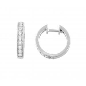 1 Ct. T.w. Diamond Round Huggie Hoop Earrings In 14kt White Gold