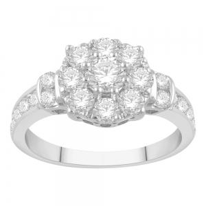 Diani® Cluster and Channel-set Engagement Ring - 1.50 Ct. T.w. in 14K White Gold