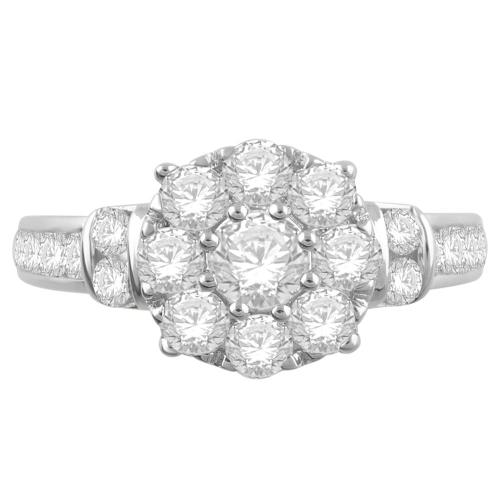 Diani® Cluster and Channel-set Engagement Ring - 1.50 Ct. T.w. in 14K White Gold