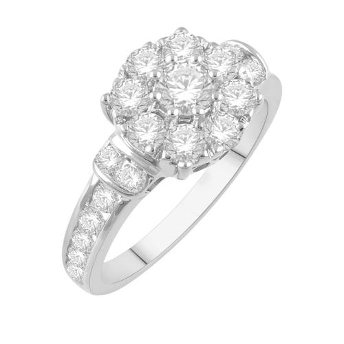 Diani® Cluster and Channel-set Engagement Ring - 1.50 Ct. T.w. in 14K White Gold