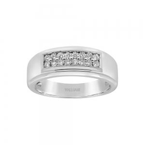 1/3 Ct. T.w. Diamond Round 2-row Men Wedding Band In 14Kt White Gold