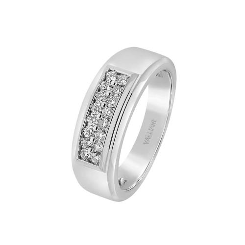 1/3 Ct. T.w. Diamond Round 2-row Men Wedding Band In 14Kt White Gold