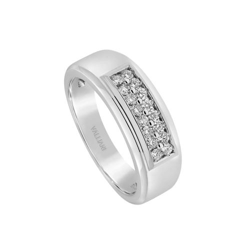 1/3 Ct. T.w. Diamond Round 2-row Men Wedding Band In 14Kt White Gold