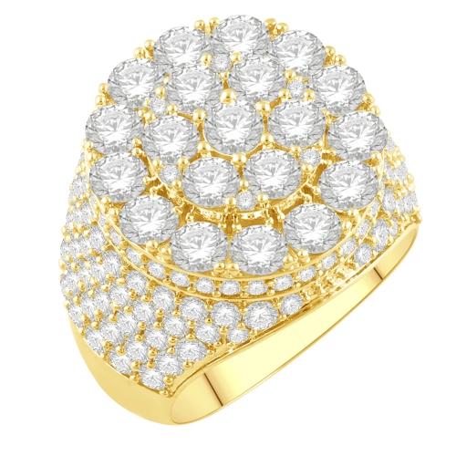 5.4 Ct. T.w. Diamond Cluster Hip Hop Rapper Men Fashion Ring In 14Kt Yellow Gold
