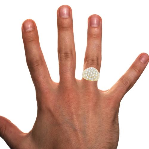 5.4 Ct. T.w. Diamond Cluster Hip Hop Rapper Men Fashion Ring In 14Kt Yellow Gold