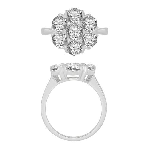 Novello Lab-grown Diamonds 9-stone Floral Cluster Ring 2.80 Ct. T.w. in 14K White Gold