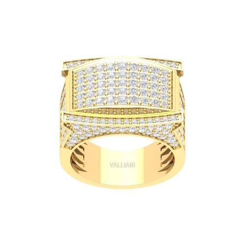 3 Ct. T.w. Diamond Dome Cluster Hip Hop Rapper Men Fashion Ring In 10Kt Yellow Gold