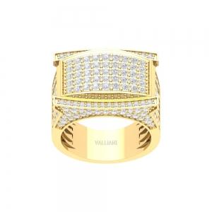 3 Ct. T.w. Diamond Dome Cluster Hip Hop Rapper Men Fashion Ring In 10Kt Yellow Gold
