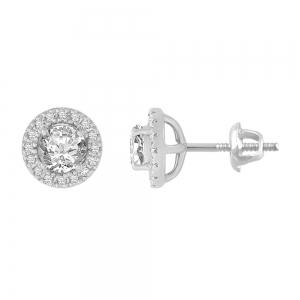 Novello Lab-grown Diamonds Halo Studs 1.25 Ct. T.w. in 14K White Gold