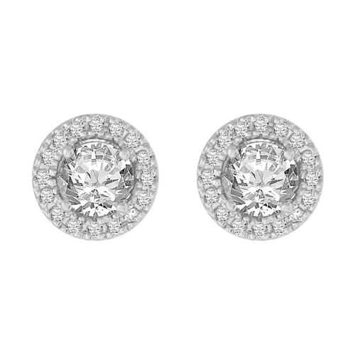 Novello Lab-grown Diamonds Halo Studs 1.25 Ct. T.w. in 14K White Gold