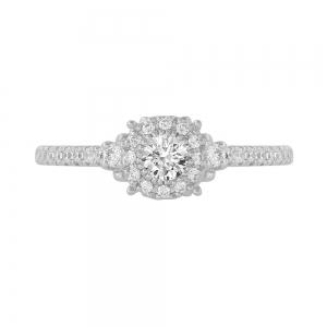 Novello Lab-grown Diamonds Round-Cut Diamond Halo with Pave Band Ring 0.40 Ct. T.w. in 14K White Gold