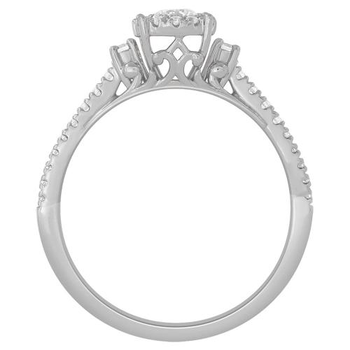 Novello Lab-grown Diamonds Round-Cut Diamond Halo with Pave Band Ring 0.40 Ct. T.w. in 14K White Gold