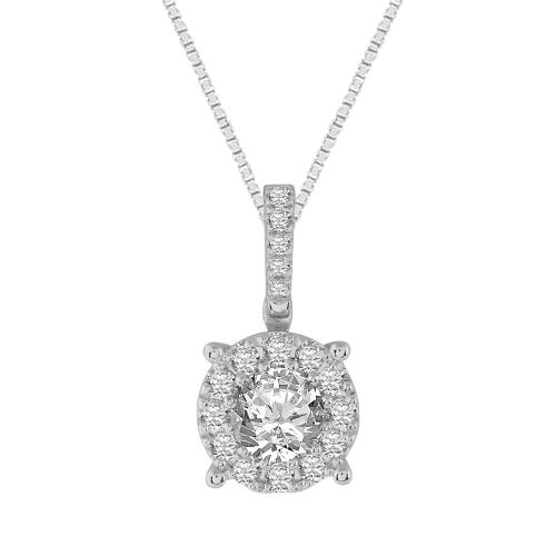 Novello Lab-grown Diamonds Halo Pendant 0.50 Ct. T.w. in 14K White Gold 