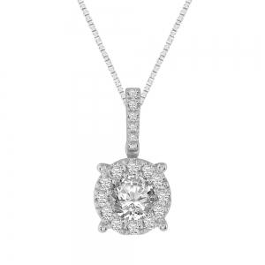 Novello Lab-grown Diamonds Halo Pendant 0.50 Ct. T.w. in 14K White Gold 