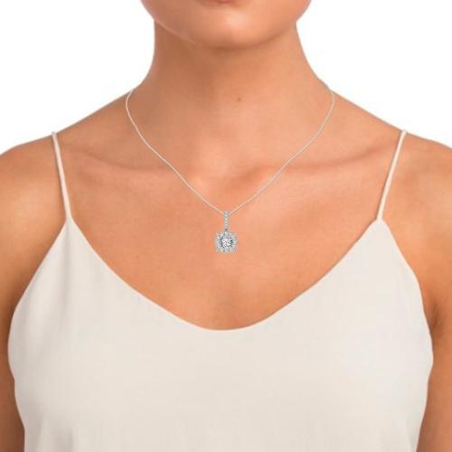 Novello Lab-grown Diamonds Halo Pendant 0.50 Ct. T.w. in 14K White Gold 