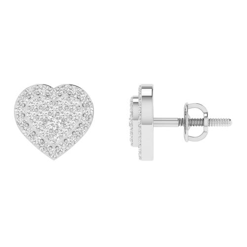 1/2 Ct. T.w. Diamond Round Heart-shaped Stud Earrings In 10Kt White Gold