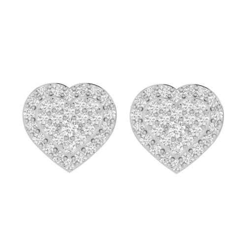 1/2 Ct. T.w. Diamond Round Heart-shaped Stud Earrings In 10Kt White Gold