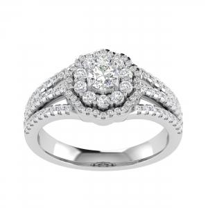 Diani® 3-row Double Halo Cluster Bridal Ring - 1 Ct. T.w. in 14K White Gold