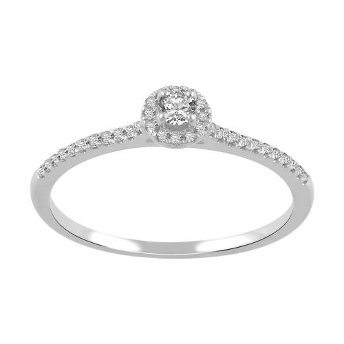 Lab-grown Diamond Solitaire Round Halo Promise Ring 0.30 Ct. T.w. in 14K White Gold