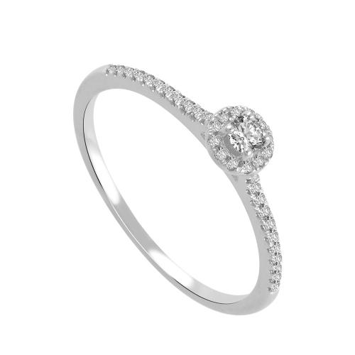 Lab-grown Diamond Solitaire Round Halo Promise Ring 0.30 Ct. T.w. in 14K White Gold