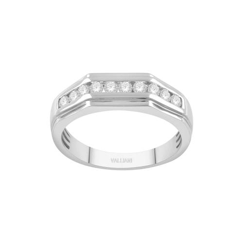 1/2 Ct. T.w. Diamond Round Channel Men Wedding Band - In 14Kt White Gold