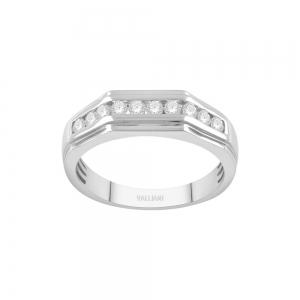 1/2 Ct. T.w. Diamond Round Channel Men Wedding Band - In 14Kt White Gold