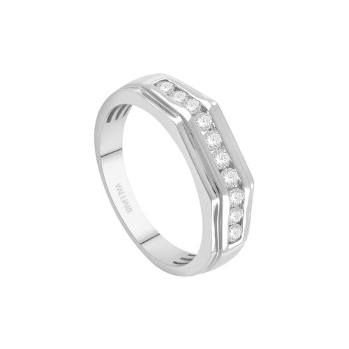 1/2 Ct. T.w. Diamond Round Channel Men Wedding Band - In 14Kt White Gold