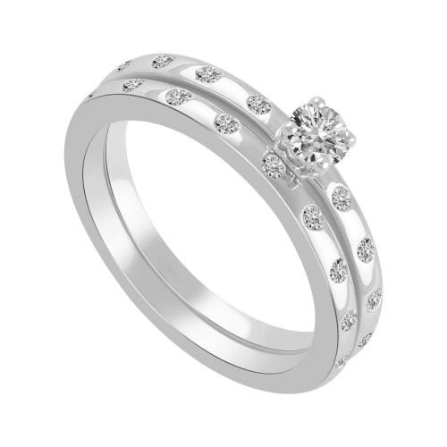 0.38 Ct. T.w. Diamond Round Solitaire Bridal Set In 14Kt White Gold