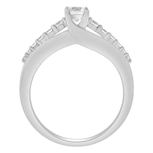 Diani® Solitaire with Curved Bridal Ring Set - 0.76 Ct. T.w. in 14K White Gold