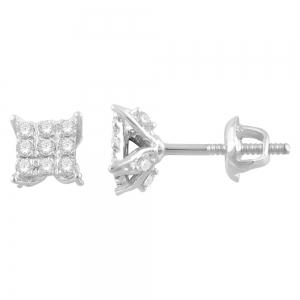 0.35 Ct. T.w. Diamond 9-stone Square Stud Earrings In 14Kt White Gold