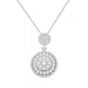 Diani® Triple Halo Cluster Pendant - 1 Ct. T.w. in 14K White Gold