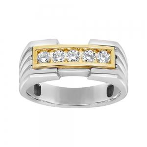 1/2 Ct. T.w. 5-stone Men Engagement Ring In 14Kt White Yellow Gold