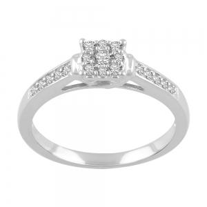 0.30 Ct. T.w. "LABGROWN DIAMOND" Round Cluster Promise Ring In 10k White Gold