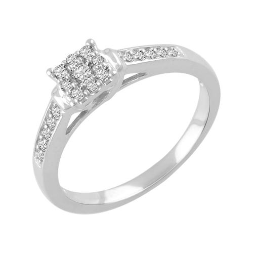 0.30 Ct. T.w. "LABGROWN DIAMOND" Round Cluster Promise Ring In 10k White Gold
