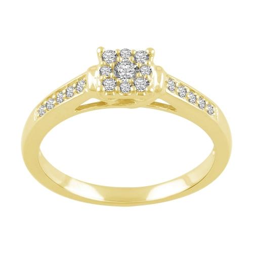 0.30 Ct. T.w. "LABGROWN DIAMOND" Round Cluster Promise Ring In 10k yellow Gold
