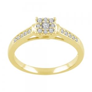 0.30 Ct. T.w. "LABGROWN DIAMOND" Round Cluster Promise Ring In 10k yellow Gold