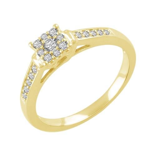 0.30 Ct. T.w. "LABGROWN DIAMOND" Round Cluster Promise Ring In 10k yellow Gold