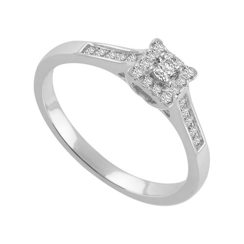 Lab-grown Diamond Rectangular Halo RBC Channel-set Promise Ring 0.30 Ct. T.w. in 10K White Gold