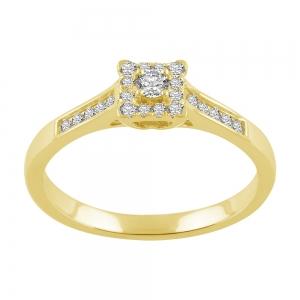 Lab-grown Diamond Rectangular Halo RBC Channel-set Promise Ring 0.30 Ct. T.w. in 10K Yellow Gold