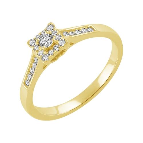 Lab-grown Diamond Rectangular Halo RBC Channel-set Promise Ring 0.30 Ct. T.w. in 10K Yellow Gold