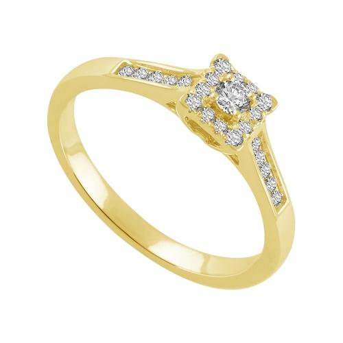 Lab-grown Diamond Rectangular Halo RBC Channel-set Promise Ring 0.30 Ct. T.w. in 10K Yellow Gold