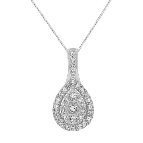 1/3 Ct. T.w. Diamond Pear-shaped Halo Pendant In 14Kt White Gold