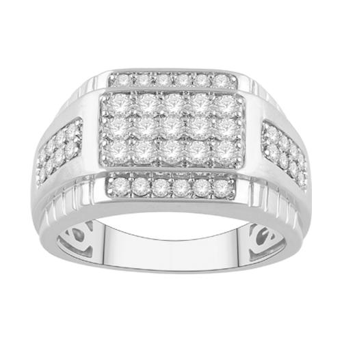 Ultimate Value® Men's 5-row Pave with Shoulder Accents Diamond Statement Ring - 1 Ct. T.w. in 10K White Gold