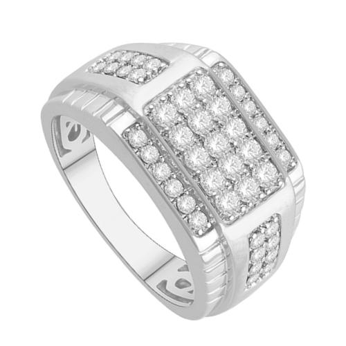 Ultimate Value® Men's 5-row Pave with Shoulder Accents Diamond Statement Ring - 1 Ct. T.w. in 10K White Gold